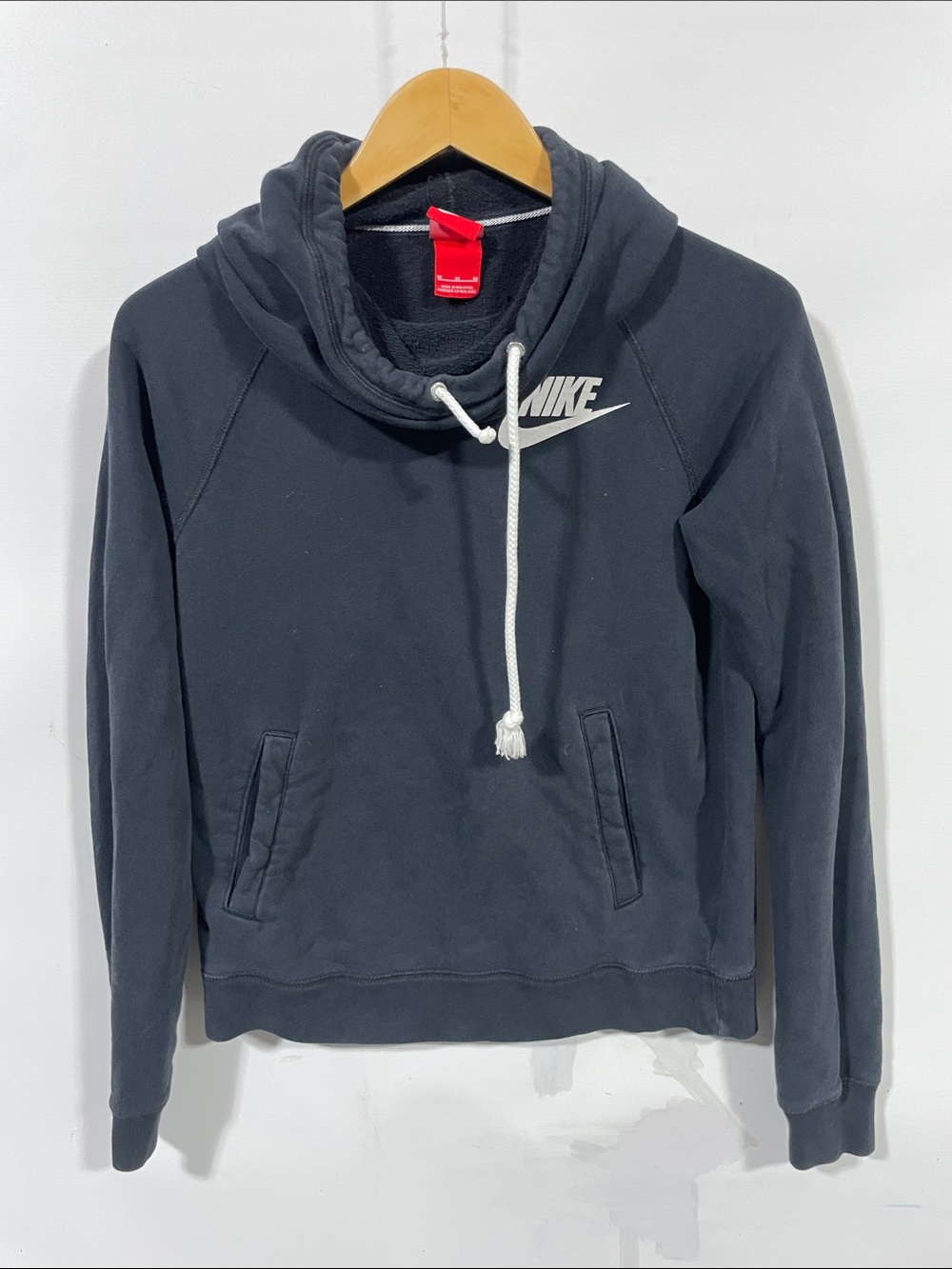 Nike Charcoal Cowl Neck Pullover with White Drawstring